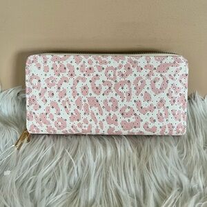 {Blush Kiss} Double Zipper Long Wallet in Animal Print with Stars - NWT